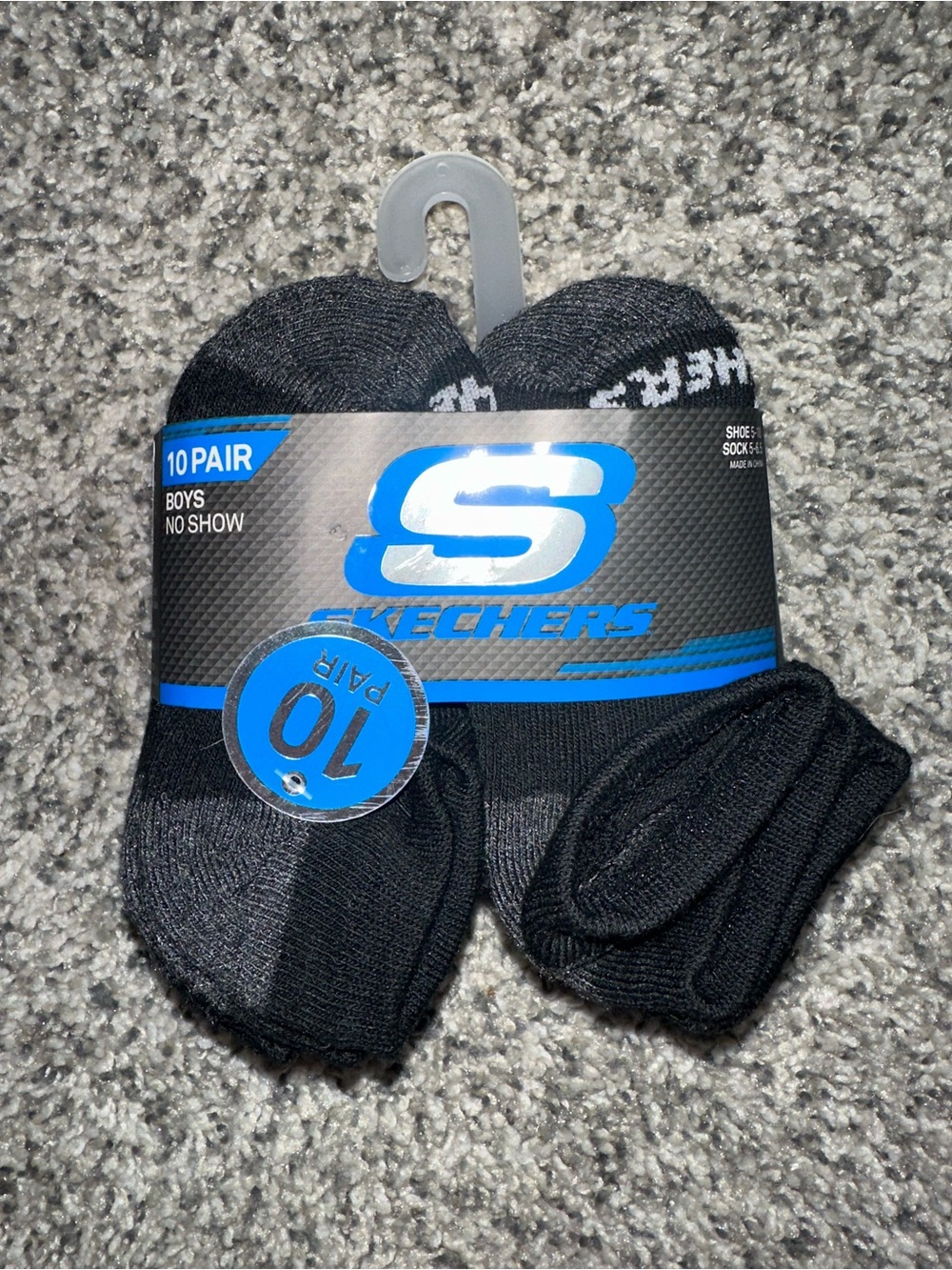 Skechers Boys No-Show Athletic Socks 10-Pack - Black